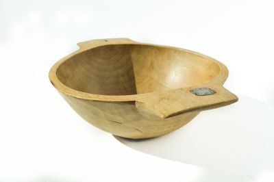 Authentic 20th Century Hand-hewn round European bread bowl - Image 1: Main