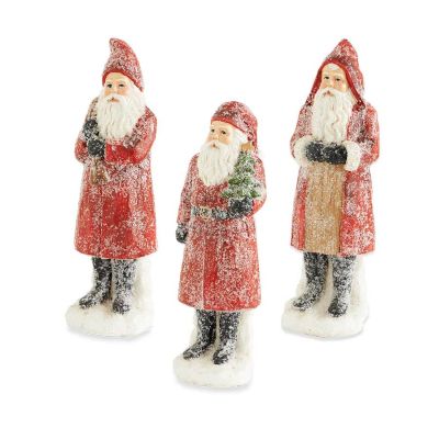 8 Inch Assorted Sugared Santa Figurines (Set of 3)